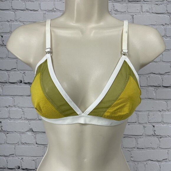 Mary Young Yellow Mesh Bamboo Triangle Bralette Bra Top Adjustable Size Small S - Picture 1 of 7
